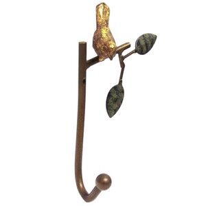 Set Of 2 Sparrow Single Hooks Bronze Color Over Brass 6.25” Inches Long